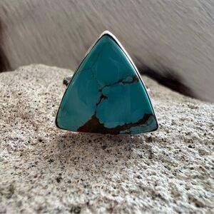 ❤️ #8 Turquoise Southwestern Bohemian Handcrafted Ring Size 6.75 Unisex